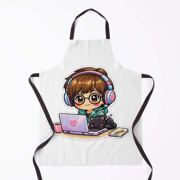 Item preview, Kawaii chibi programmer with black cat – Adorable pastel sticker for code and cat lovers designed and sold by Ars Viva.