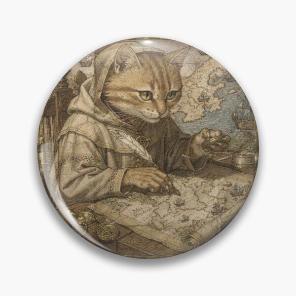 Item preview, Medieval Cat Cartographer Charting the Kingdom designed and sold by PictorialWhimsy.