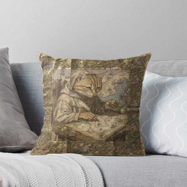 Item preview, Medieval Cat Cartographer Charting the Kingdom designed and sold by PictorialWhimsy.