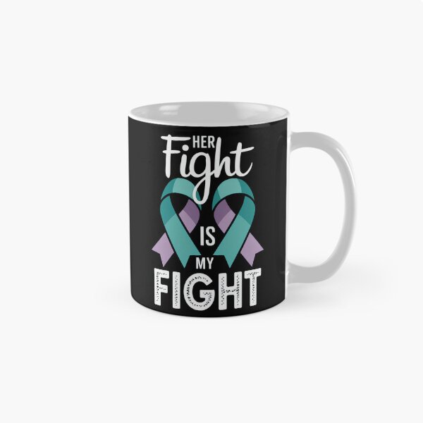 Aperçu de l'œuvre Son combat est mon combat - Soutien au ruban turquoise et violet créée et vendue par Tawnat-Zl9at.