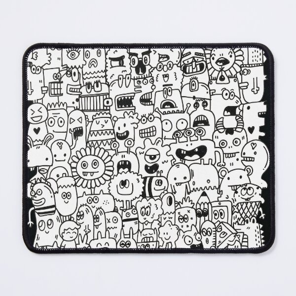 Item preview, Cute Doodle Monsters Pattern - Black and White Kawaii Art designed and sold by Vivid Pixel Studio.