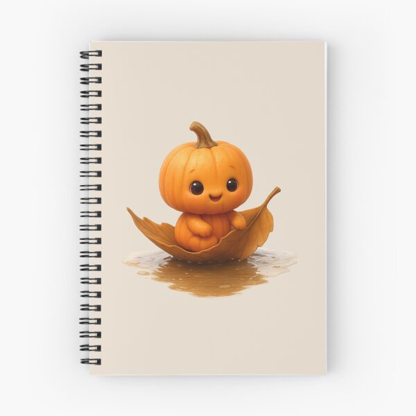 Item preview, Cute Pumpkin on Leaf Boat | Kawaii Whimsical Thanksgiving Fun Art designed and sold by Moons Studio.