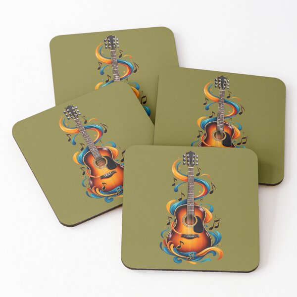 Item preview, Colorful Acoustic Guitar Music Art designed and sold by ShivCraftStudio.