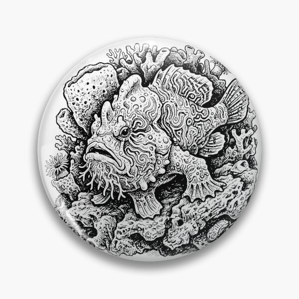 Item preview, Vintage Woodcut Psychedelic Frogfish Illustration designed and sold by DuckOddity.