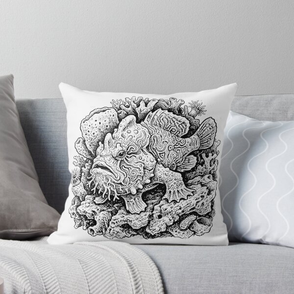 Item preview, Vintage Woodcut Psychedelic Frogfish Illustration designed and sold by DuckOddity.