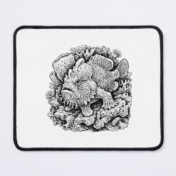 Item preview, Vintage Woodcut Psychedelic Frogfish Illustration designed and sold by DuckOddity.