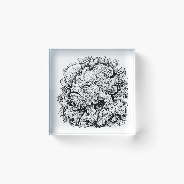 Item preview, Vintage Woodcut Psychedelic Frogfish Illustration designed and sold by DuckOddity.
