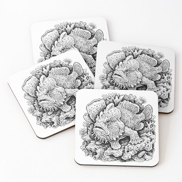 Item preview, Vintage Woodcut Psychedelic Frogfish Illustration designed and sold by DuckOddity.