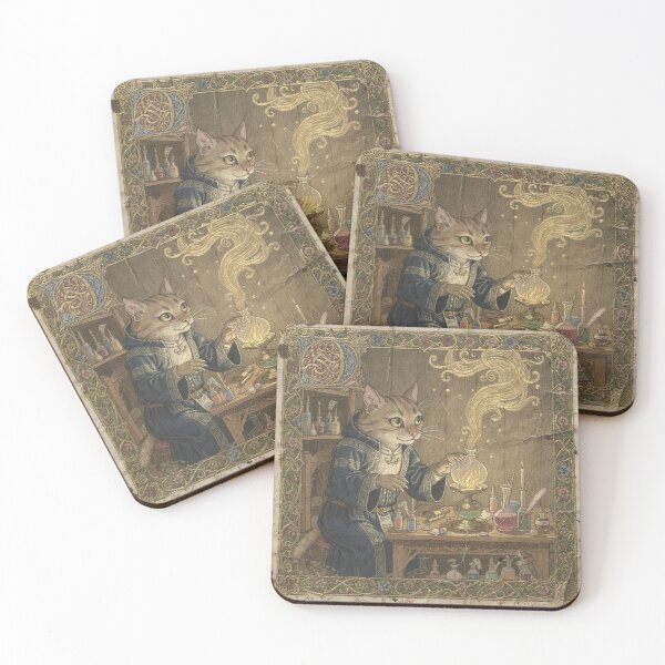 Item preview, Medieval Cat Alchemist Brewing Gold designed and sold by PictorialWhimsy.