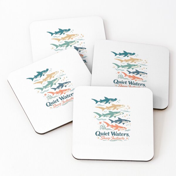 Item preview, Quiet Waters Sharp Instincts Shark Ocean Retro Coastal Art Design designed and sold by inkoutninja.