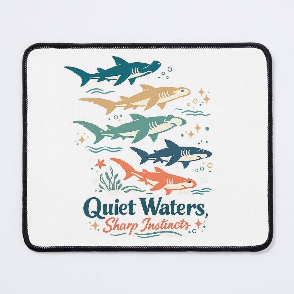 Item preview, Quiet Waters Sharp Instincts Shark Ocean Retro Coastal Art Design designed and sold by inkoutninja.