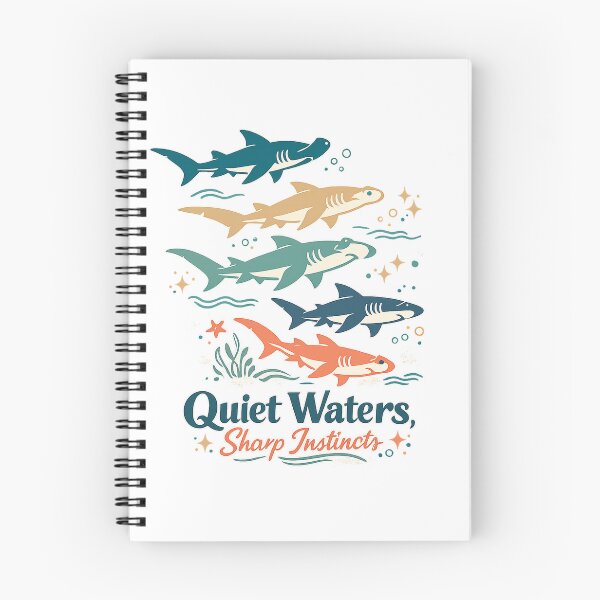 Item preview, Quiet Waters Sharp Instincts Shark Ocean Retro Coastal Art Design designed and sold by inkoutninja.