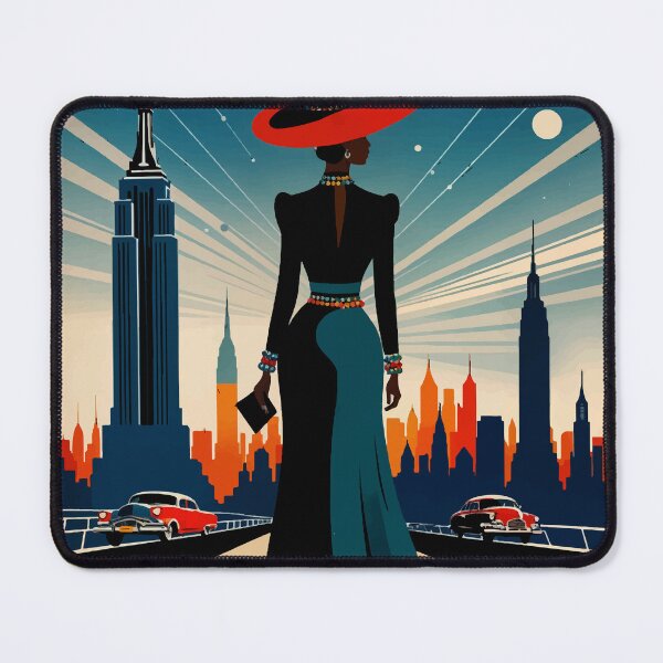 Item preview, Mid Century New York Travel Poster, Art Deco Skyline Artwork designed and sold by ShopieHome.
