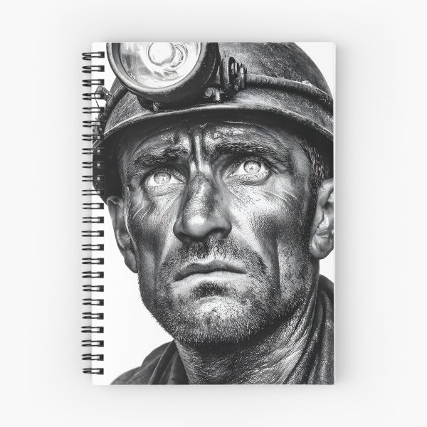 Item preview, Determined Miner with Headlamp in Black and White designed and sold by Artessie.