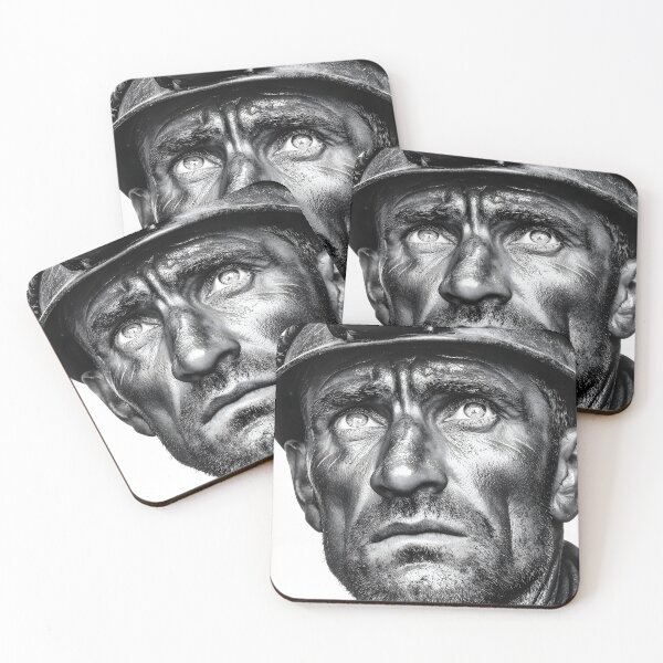 Item preview, Determined Miner with Headlamp in Black and White designed and sold by Artessie.
