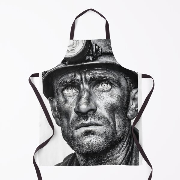 Item preview, Determined Miner with Headlamp in Black and White designed and sold by Artessie.