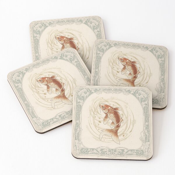 Item preview, Art Nouveau Koi in Gilded Water designed and sold by PictorialWhimsy.