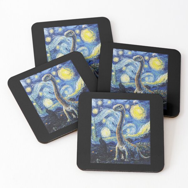 Item preview, Brachiosaurus Dinosaur Dino Van Gogh Style Starry Night designed and sold by markbauch.