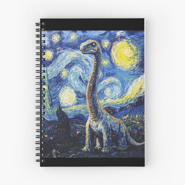 Item preview, Brachiosaurus Dinosaur Dino Van Gogh Style Starry Night designed and sold by markbauch.
