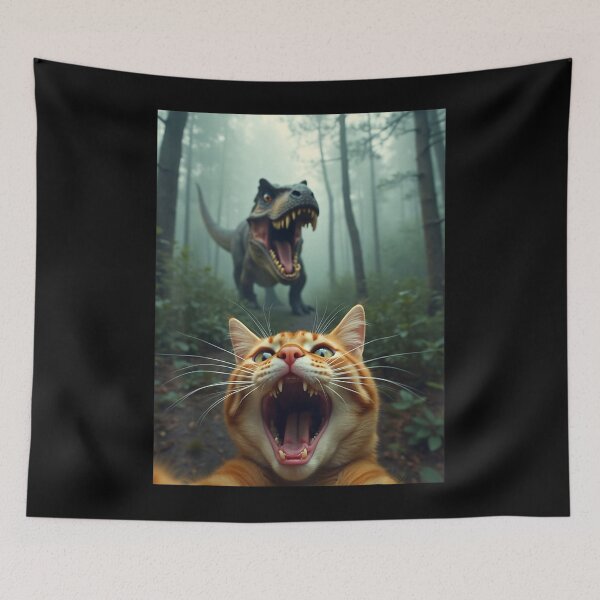 Item preview, Cat Selfie with T-Rex Dinosaur designed and sold by markbauch.