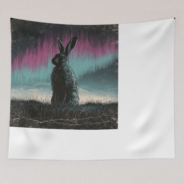 Item preview, Distressed Rabbit Aurora Borealis Night Sky designed and sold by NicolasGlowArt.