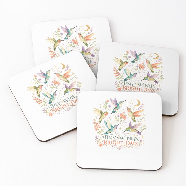 Item preview, Tiny Wings Bright Days Hummingbird Floral Celestial Garden Art Design designed and sold by inkoutninja.