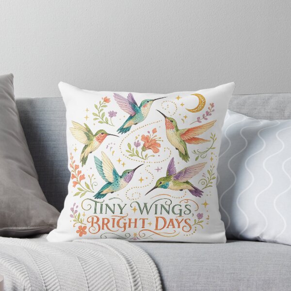 Item preview, Tiny Wings Bright Days Hummingbird Floral Celestial Garden Art Design designed and sold by inkoutninja.