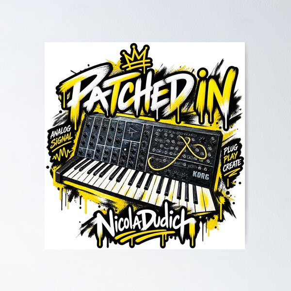 Item preview, Patched In – Analog Synthesizer & Patch Cable Art designed and sold by NicolaDudich.