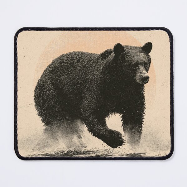 Item preview, Vintage Grizzly Bear Splashing Water Art designed and sold by NicolasGlowArt.