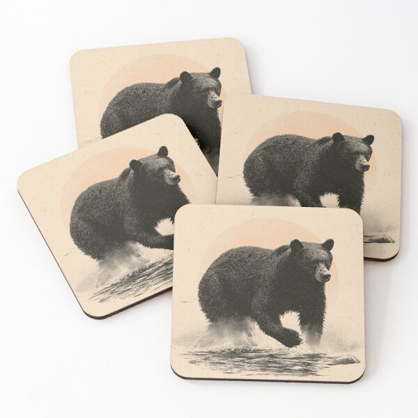 Item preview, Vintage Grizzly Bear Splashing Water Art designed and sold by NicolasGlowArt.