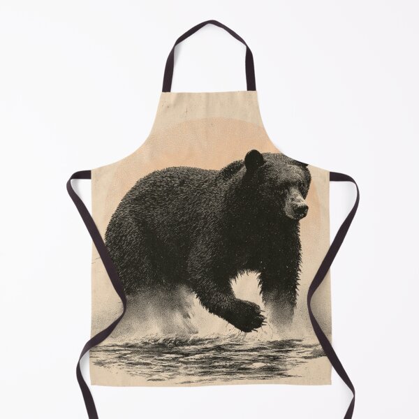 Item preview, Vintage Grizzly Bear Splashing Water Art designed and sold by NicolasGlowArt.