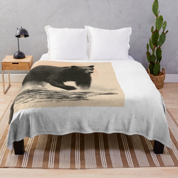 Item preview, Vintage Grizzly Bear Splashing Water Art designed and sold by NicolasGlowArt.