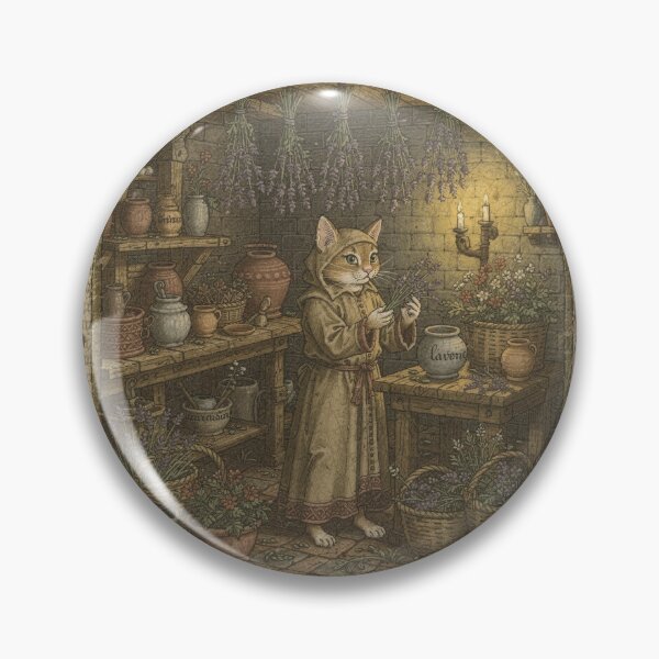 Item preview, Medieval Cat Herbalist Drying Lavender designed and sold by PictorialWhimsy.