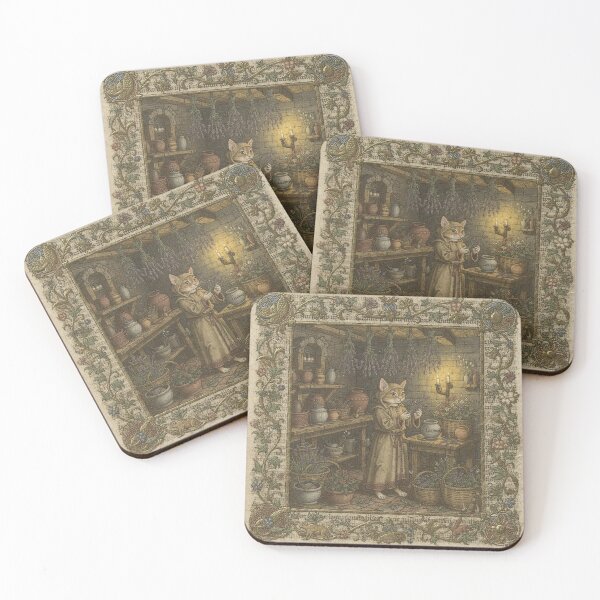 Item preview, Medieval Cat Herbalist Drying Lavender designed and sold by PictorialWhimsy.