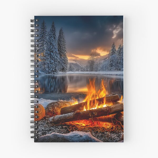 Item preview, Cozy Campfire Amidst Snowy Winter Wonderland Scene designed and sold by Artessie.