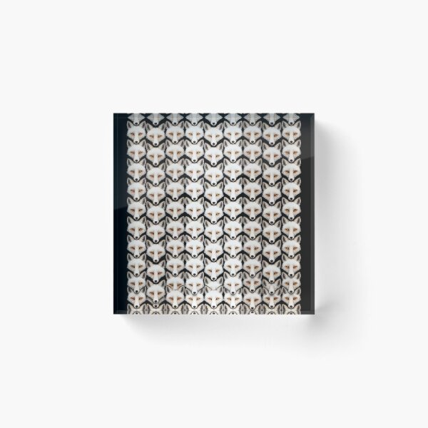 Item preview, White Fox Pattern – Fox Faces on Black designed and sold by KiraChie.