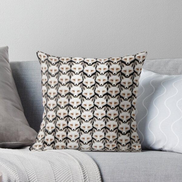 Item preview, White Fox Pattern – Fox Faces on Black designed and sold by KiraChie.