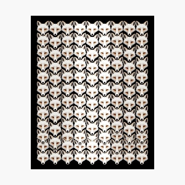 Item preview, White Fox Pattern – Fox Faces on Black designed and sold by KiraChie.
