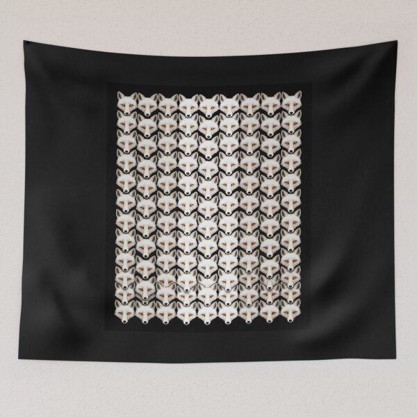 Item preview, White Fox Pattern – Fox Faces on Black designed and sold by KiraChie.