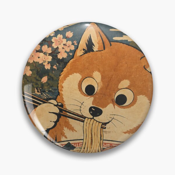 Item preview, Vintage Japanese Shiba Inu Slurping Ramen Poster designed and sold by lapart.