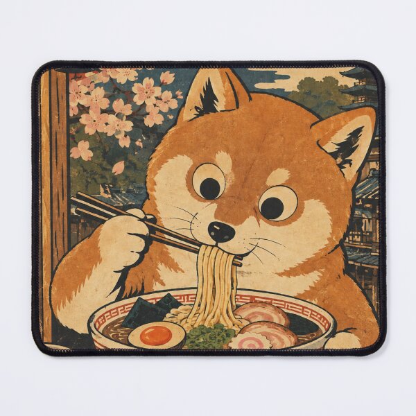Item preview, Vintage Japanese Shiba Inu Slurping Ramen Poster designed and sold by lapart.