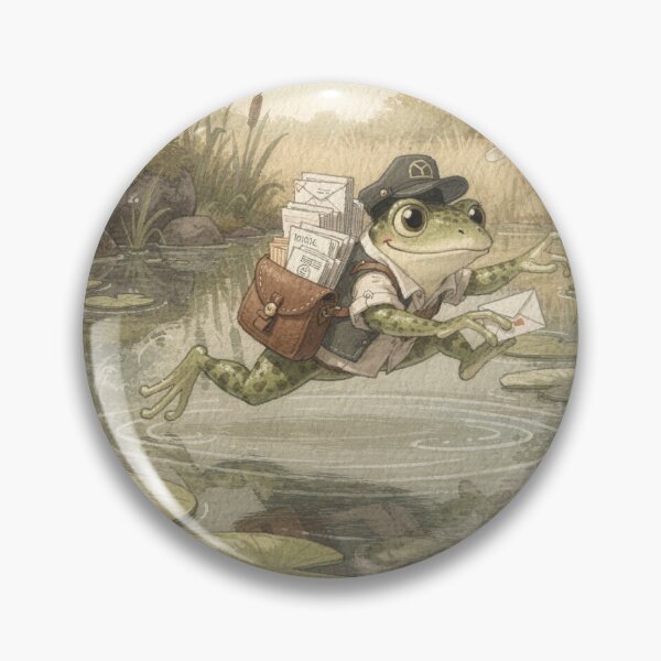 Item preview, Frog Postmaster Delivering Lily-Pad Mail designed and sold by PictorialWhimsy.