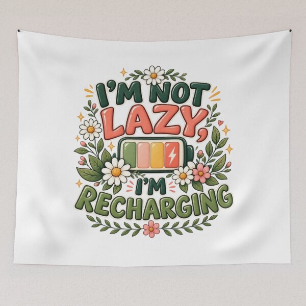 Item preview, I'm Not Lazy I'm Recharging Funny Floral Battery Quote designed and sold by TibbuTees.