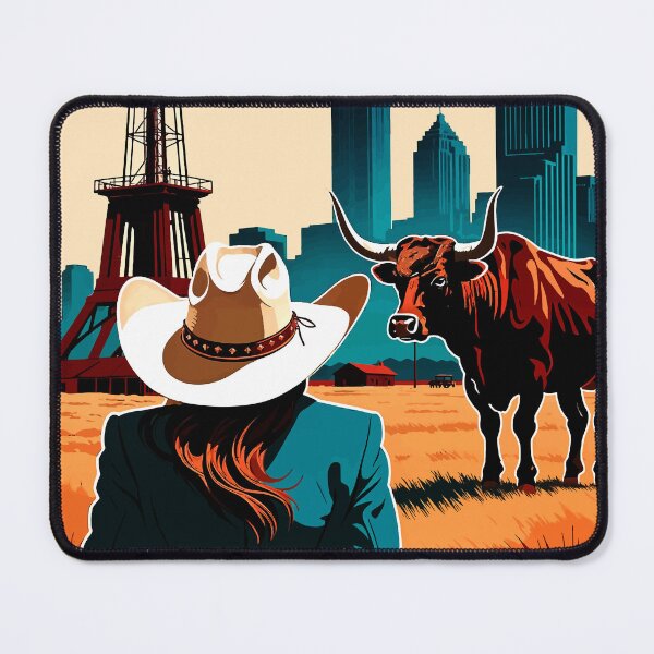 Item preview, Texas Poster, Retro Cowgirl Longhorn Travel Wall Art designed and sold by ShopieHome.