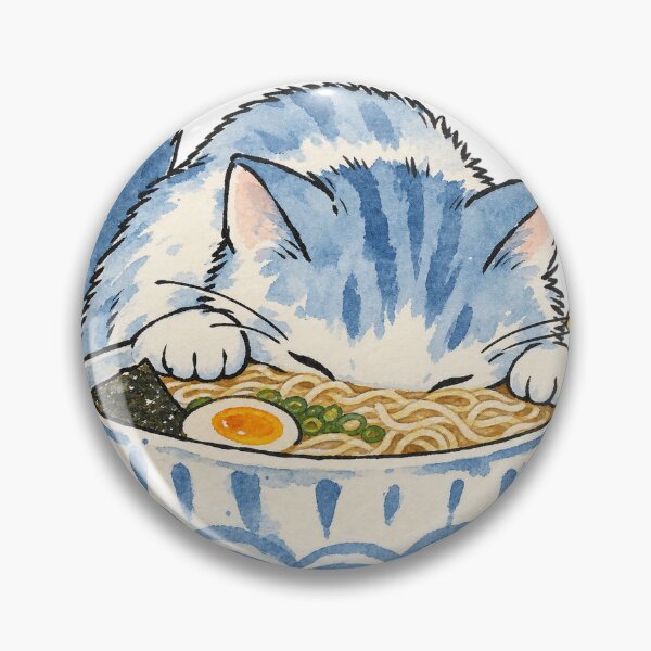 Item preview, Tabby Cat Eating a Bowl of Ramen designed and sold by Jessie's Palette.
