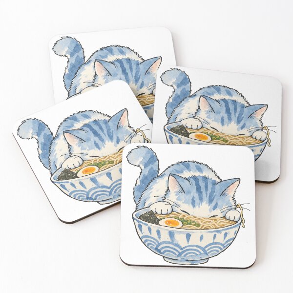 Item preview, Tabby Cat Eating a Bowl of Ramen designed and sold by Jessie's Palette.