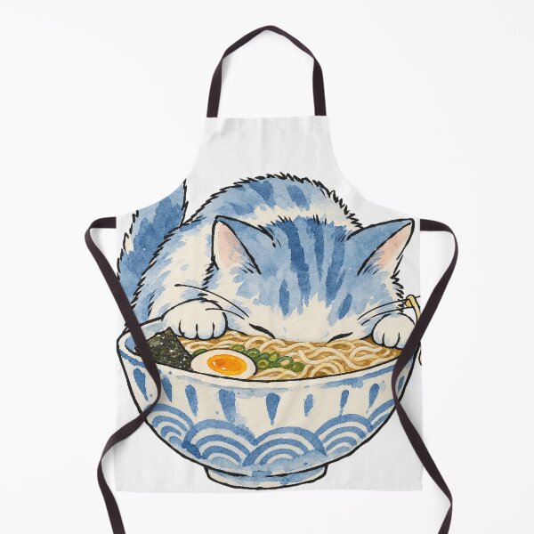 Item preview, Tabby Cat Eating a Bowl of Ramen designed and sold by Jessie's Palette.