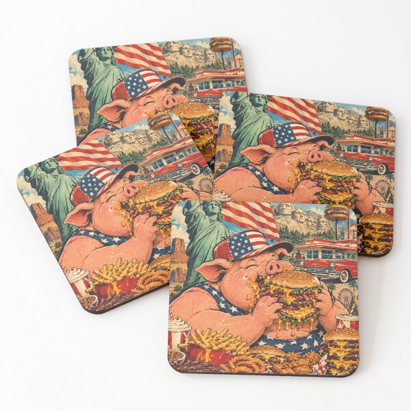 Item preview, The American Dream - American Gluttony – Fat Pig Vintage Americana Poster designed and sold by lapart.