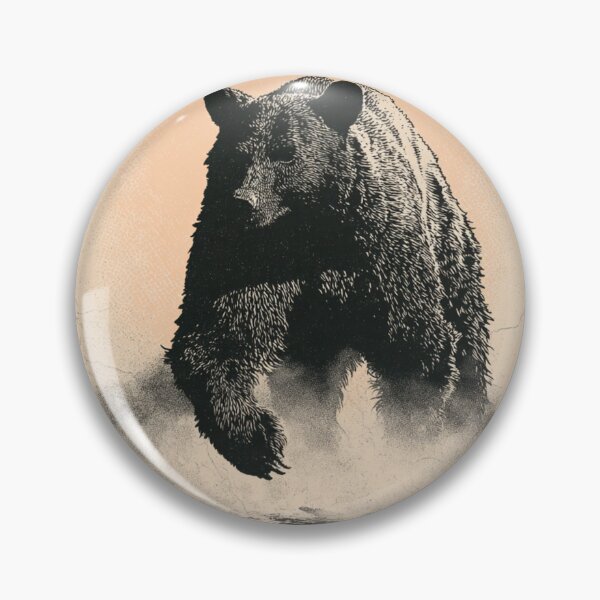 Item preview, Powerful Grizzly Bear Engraving Wildlife Art designed and sold by NicolasGlowArt.