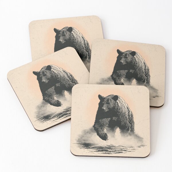 Item preview, Powerful Grizzly Bear Engraving Wildlife Art designed and sold by NicolasGlowArt.